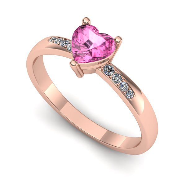 Inel din aur roz cu safir roz