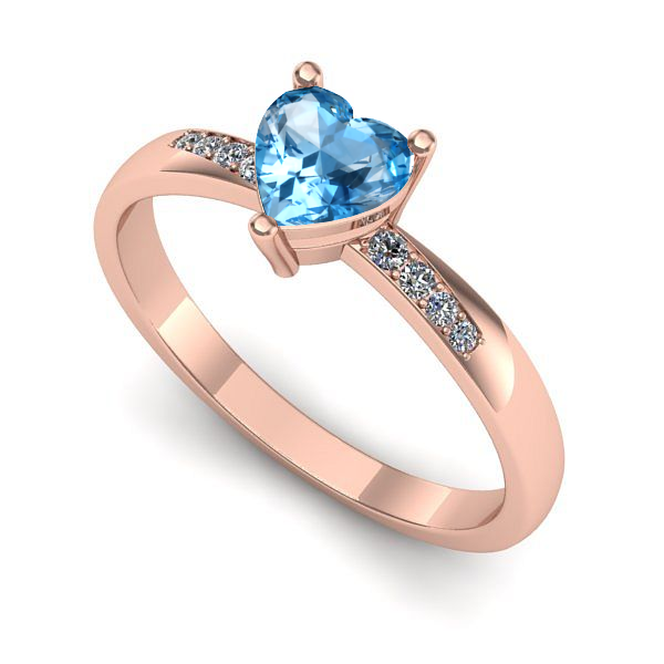 Inel din aur roz cu topaz blue
