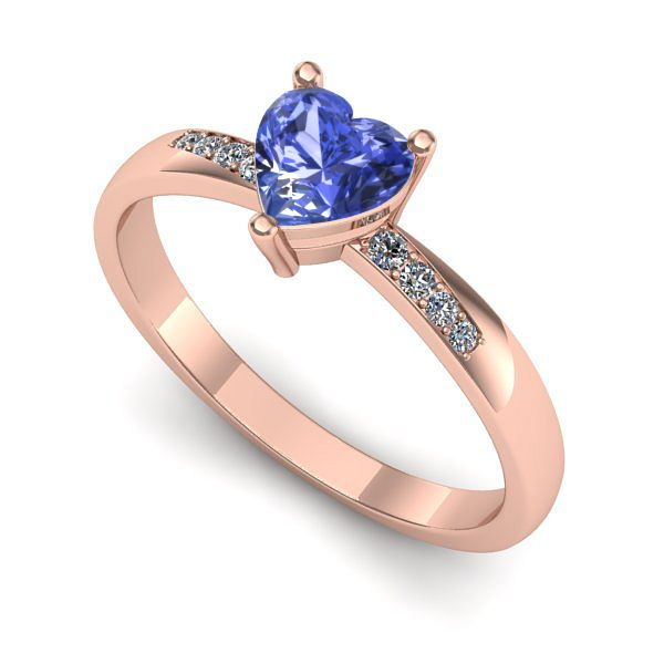 Inel de logodna din aur roz cu tanzanit