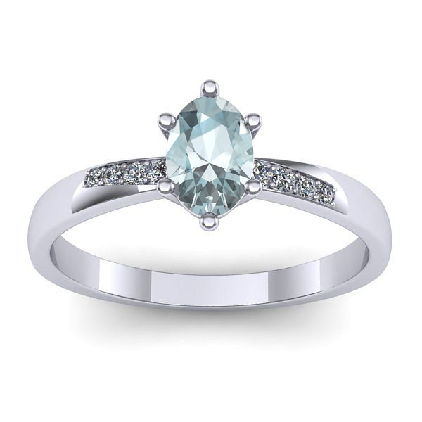 Inel de logodna cu aquamarin oval