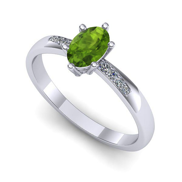 Inel de logodna din aur alb cu peridot