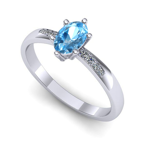 Inel de logodna din aur alb cu topaz blue
