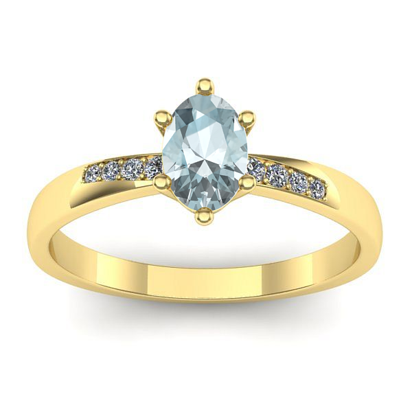 Inel de logodna cu aquamarin oval