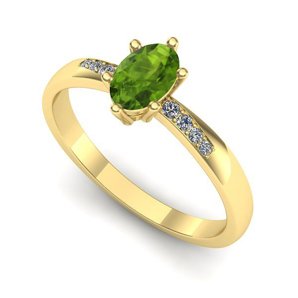 Inel logodna din aur galben cu peridot