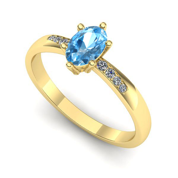 Inel din aur galben cu topaz blue