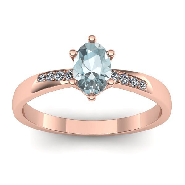 Inel de logodna cu aquamarin oval
