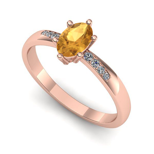 Inel logodna din aur roz cu citrin