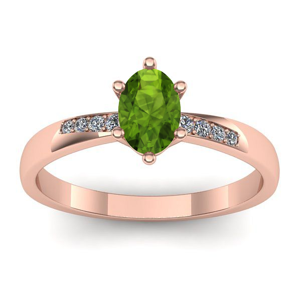 Inel de logodna cu peridot oval