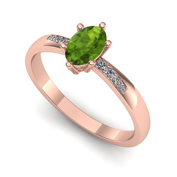 Inel de logodna din aur roz cu peridot