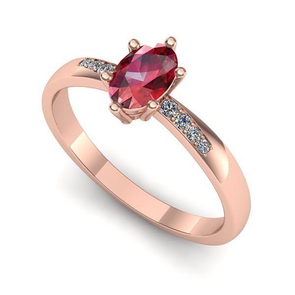Inel de logodna din aur roz cu rubin