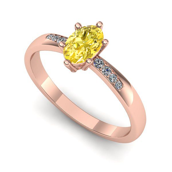 Inel logodna din aur roz cu safir galben