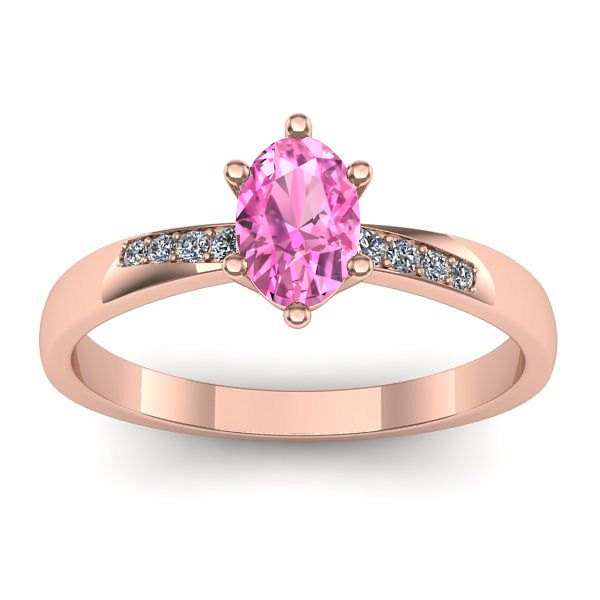 Inel cu safir roz oval