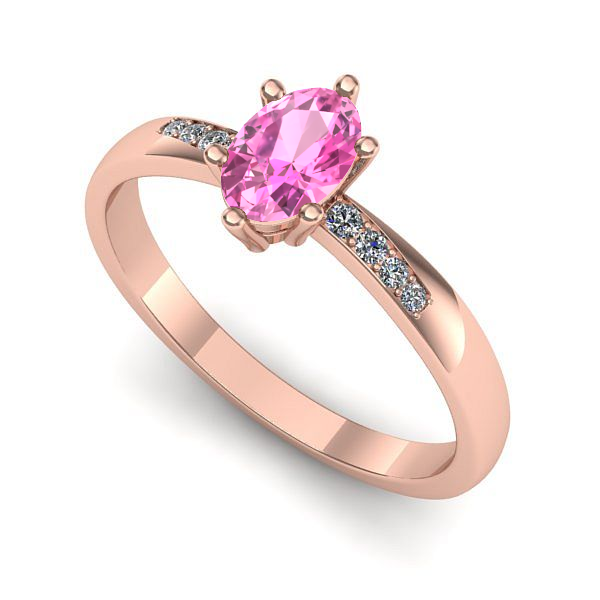 Inel de logodna din aur roz cu safir roz