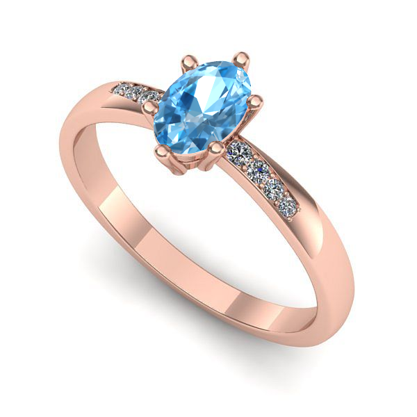 Inel de logodna din aur roz cu topaz blue