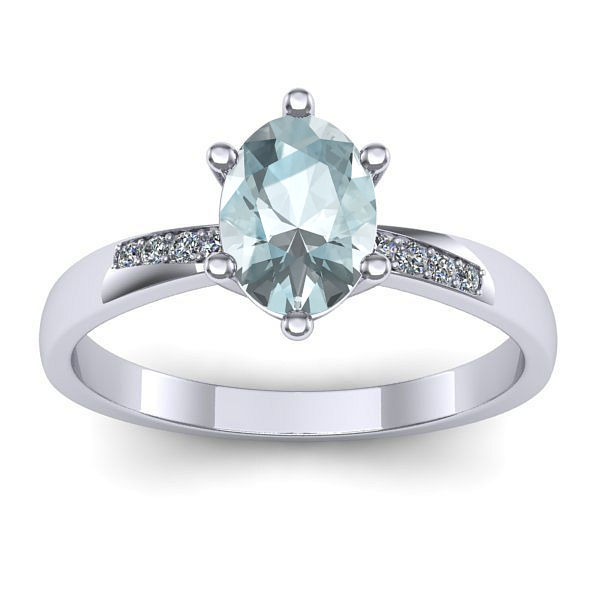 Inel de logodna cu aquamarin oval