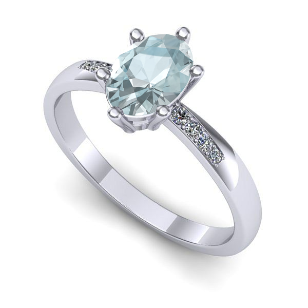 Inel logodna din aur alb cu aquamarin