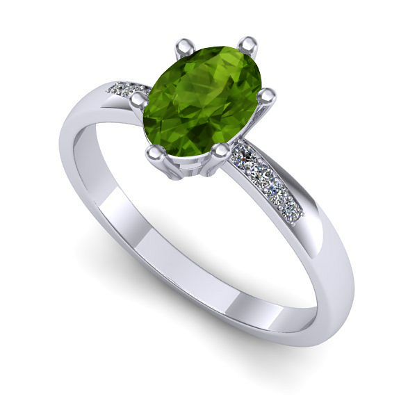 Inel logodna din aur alb cu peridot