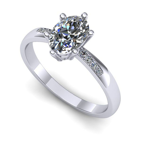 Inel din aur alb cu diamant de laborator