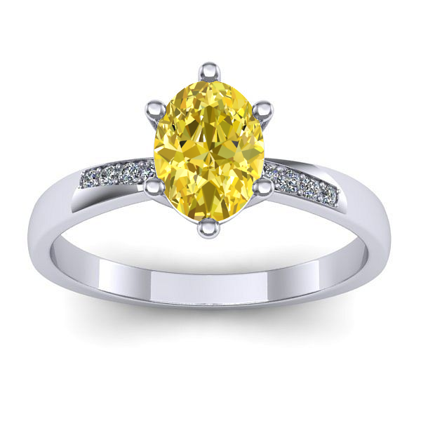 Inel de logodna cu safir galben oval