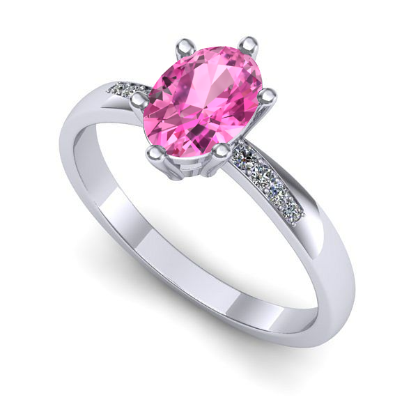 Inel din aur alb cu safir roz