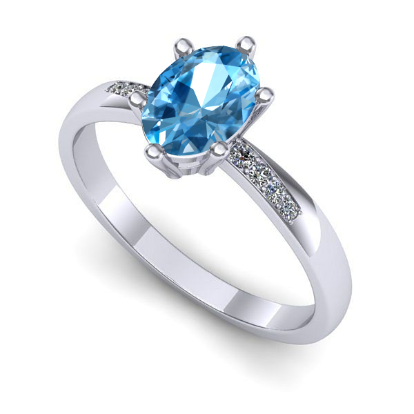 Inel de logodna din aur alb cu topaz blue