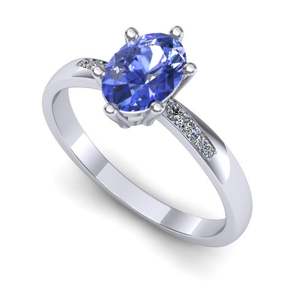 Inel logodna din aur alb cu tanzanit