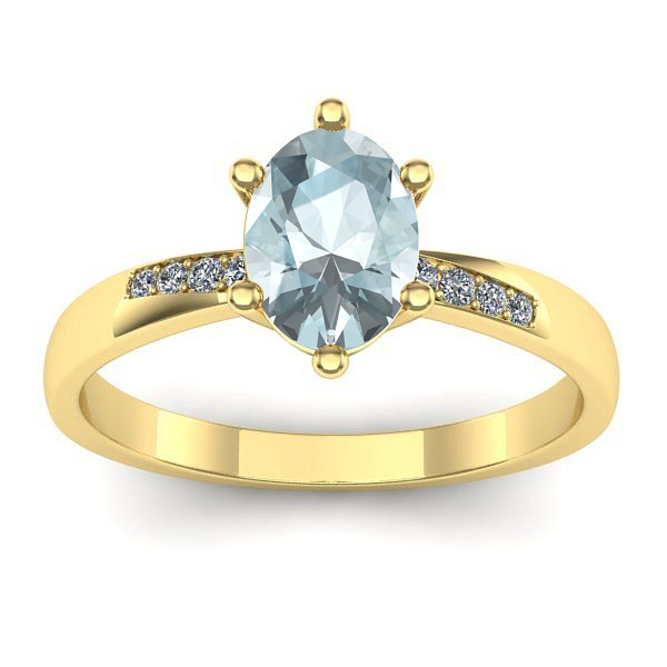 Inel de logodna cu aquamarin oval