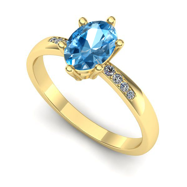 Inel de logodna din aur galben cu topaz blue