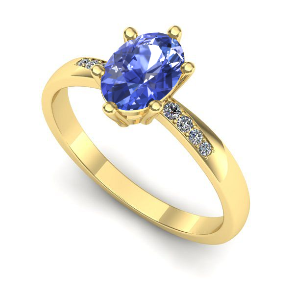 Inel de logodna din aur galben cu tanzanit