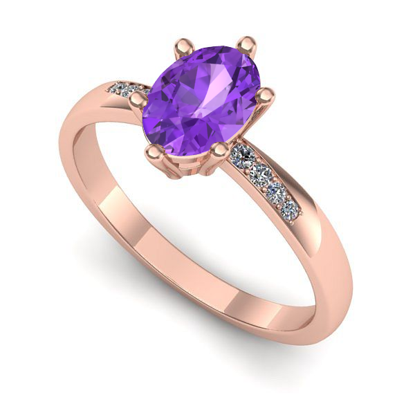 Inel din aur roz cu ametist