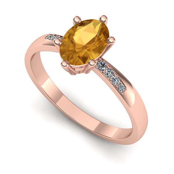 Inel de logodna din aur roz cu citrin