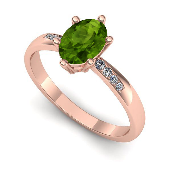 Inel logodna din aur roz cu peridot