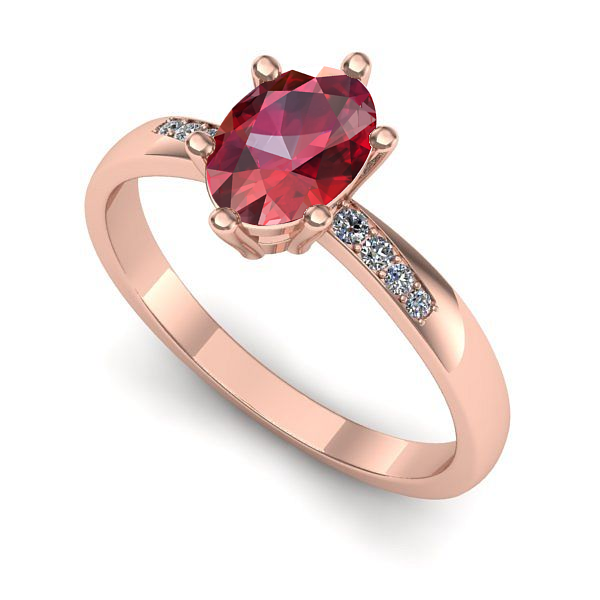 Inel de logodna din aur roz cu rubin