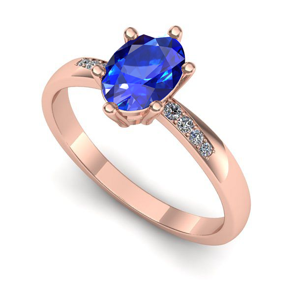 Inel din aur roz cu safir