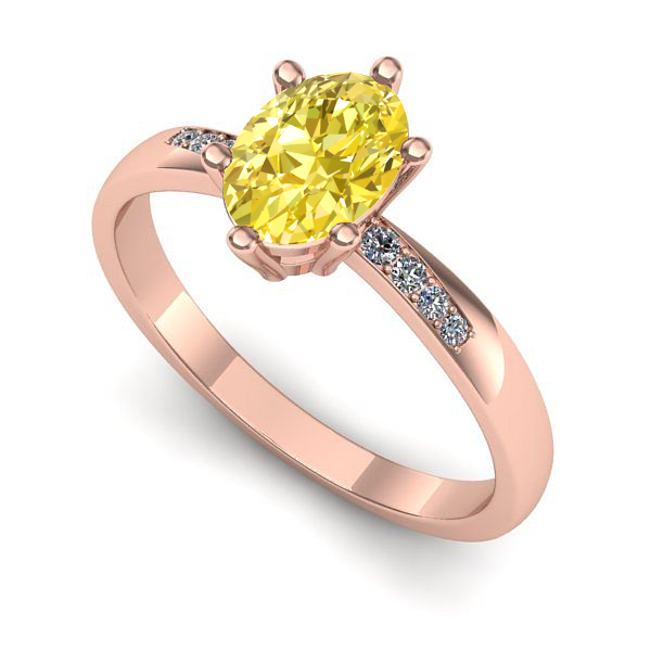 Inel din aur roz cu safir galben