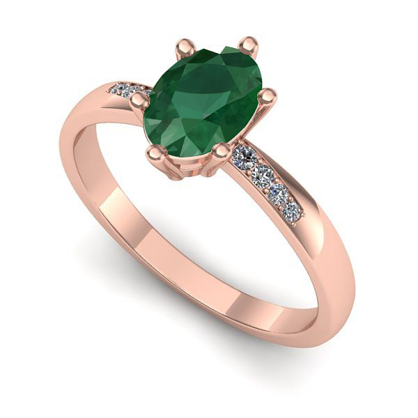 Inel de logodna din aur roz cu smarald