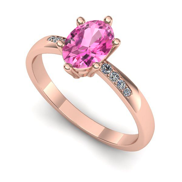 Inel de logodna din aur roz cu safir roz