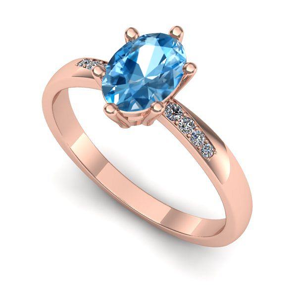 Inel logodna din aur roz cu topaz blue