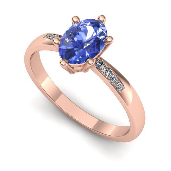 Inel logodna din aur roz cu tanzanit