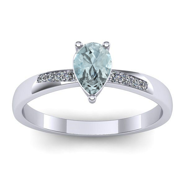 Inel logodna cu aquamarin lacrima