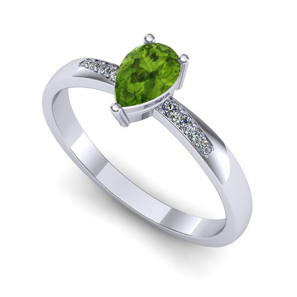 Inel din aur alb cu peridot