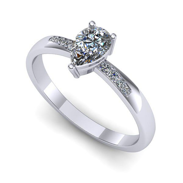 Inel logodna din aur alb cu safir alb