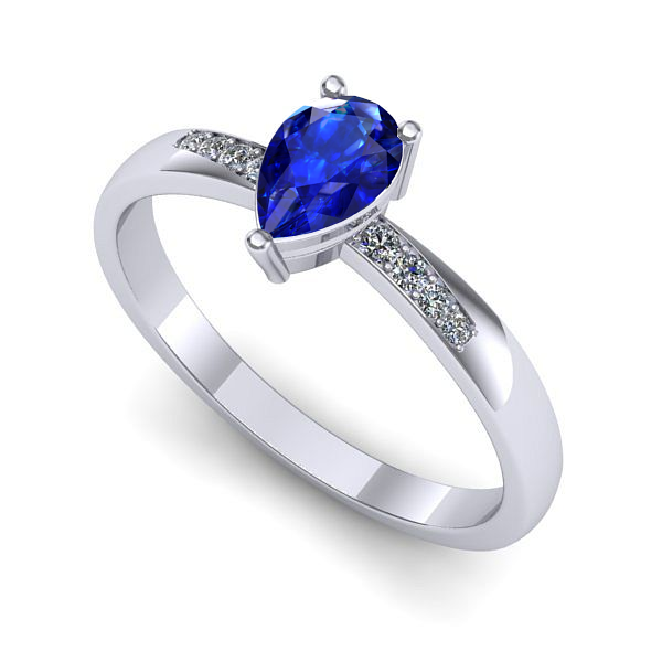 Inel de logodna din aur alb cu safir