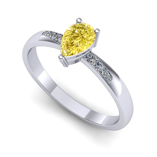 Inel logodna din aur alb cu safir galben