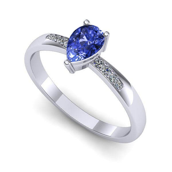 Inel din aur alb cu tanzanit