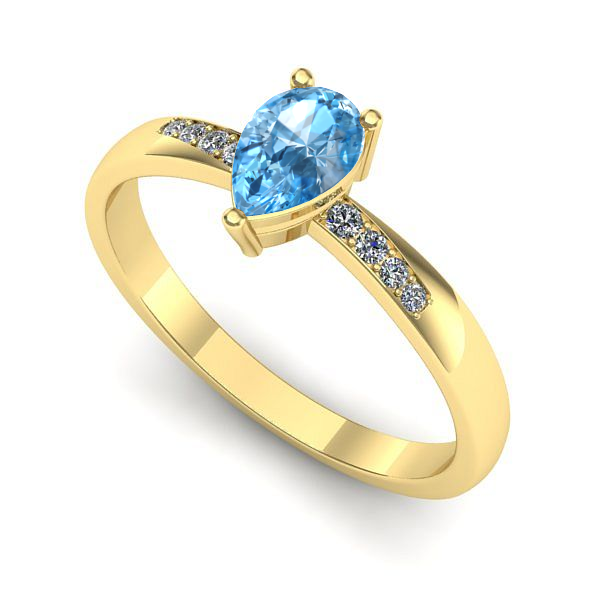 Inel de logodna din aur galben cu topaz blue