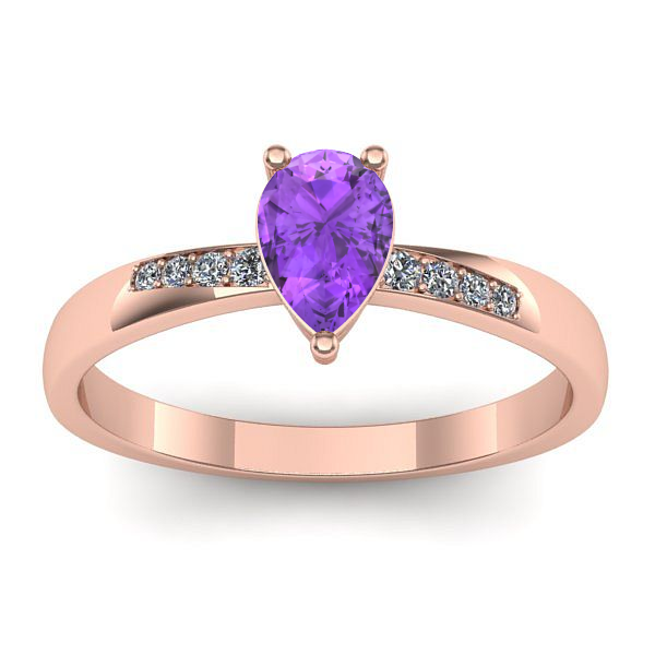 Inel de logodna cu ametist lacrima
