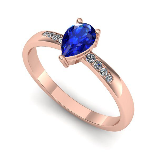 Inel din aur roz cu safir