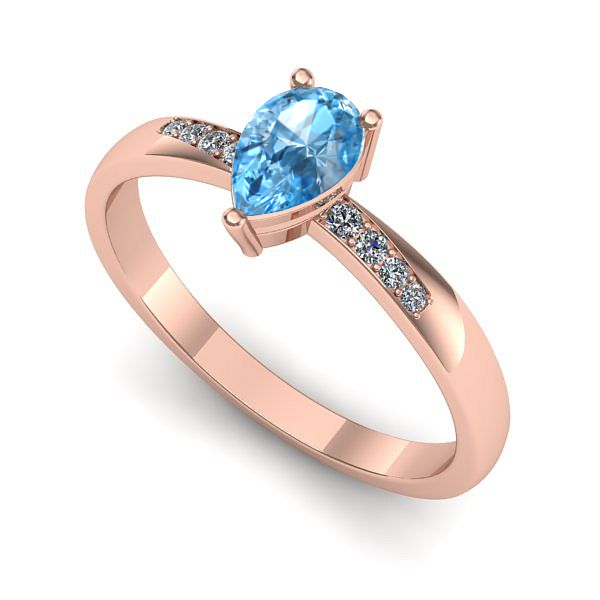 Inel din aur roz cu topaz blue