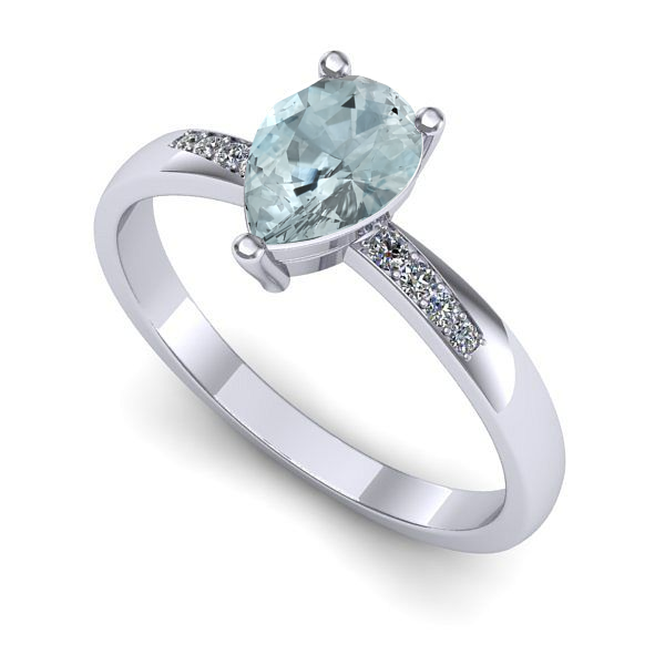 Inel din aur alb cu aquamarin